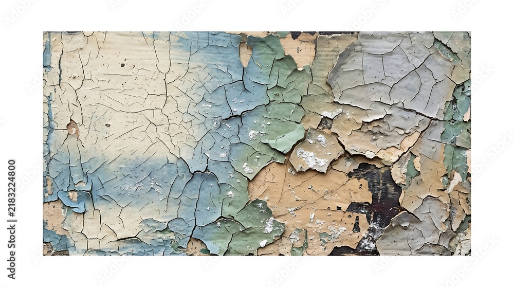 Fototapeta premium Abstract artistic background featuring a textured mix of blue and earthy brown tones with distressed paint layers