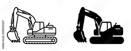 Canvastavla Excavator Icons, Construction Equipment Vector Graphics, Heavy Machinery Symbols