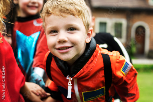 Картината върху платно Little boy dressed up for Halloween