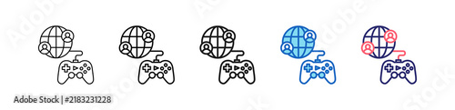 Online Game Icon In 5 Different Styles Set Collection.   