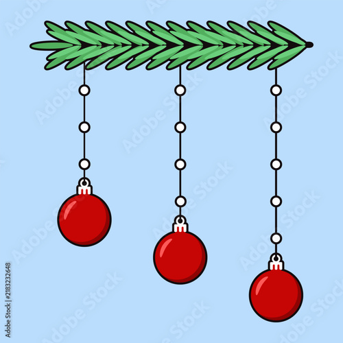 christmas tree, red ball, bauble, decoration, new year