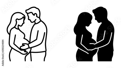 Canvastavla Pregnant Couple Icons, Maternity Silhouette, Family Planning Symbols, Pregnancy