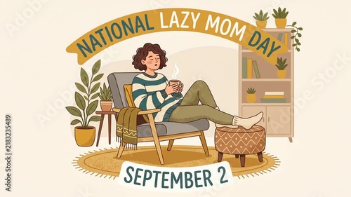 Animated Woman Relaxing With Hot Beverage In Cozy Living Room Setting