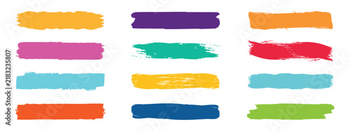Colorful Brush Stroke Set. Vector paint brush strokes collection. Grungy brushes collection. Set of watercolor splashes.
