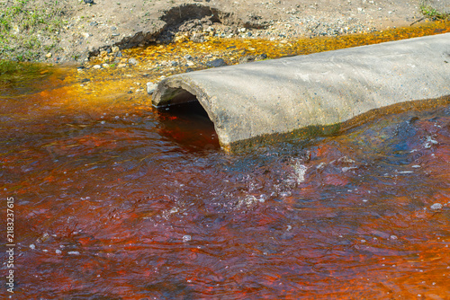 An iron-tainted, red stream. A natural disaster in the wilderness.