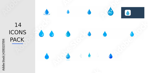 Blue Flat Water Drop Icon – Solid Blue Vector Symbol for Apps, Websites, UI Kits, Mobile Interfaces, Presentations, Infographics and Modern Digital Design Projects
