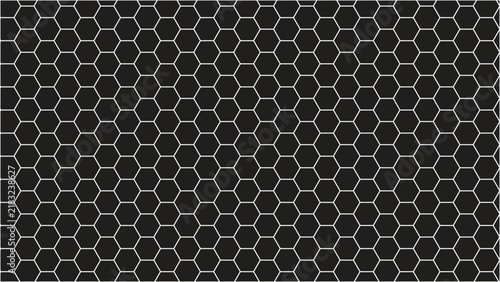 Seamless Black Hexagon Grid Geometric Pattern Background