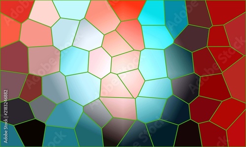 Fotografie Colorful abstract geometric mosaic pattern with red blue and cyan tiles and soft