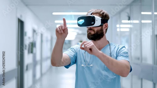 Doctor exploring virtual reality technology for medical innovation
