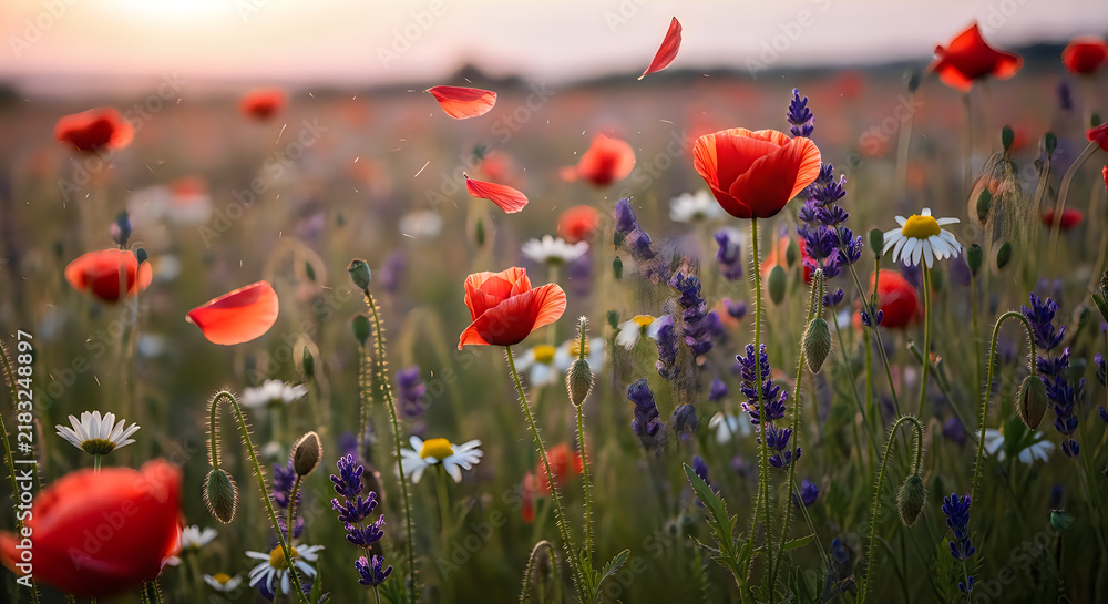 Fototapeta premium Celebrating international peace day a vibrant field of poppies symbolizing hope and global harmony
