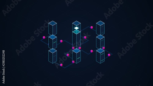 HUD futuristic technology interface with glowing nodes and connecting data lines