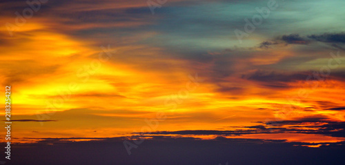 Clouds and the light reflected from the sunset, Dramatic sky background