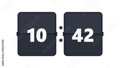 Fotografie Split flap flip clock with dark cards displaying hours and minutes