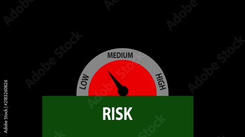 Colorful Speedometer Icon. risk icon on speedometer smoth Animation of Risk Indicator icon. 4K video.