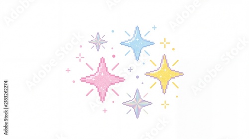 tiny scattered YK sparkle stars stars varying sizeconstellation layout, vector illustrationisolated on white background