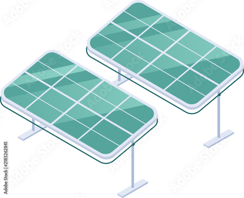 Isometric Two Solar Panels Isolated for Sustainable Renewable Energy Production Illustration