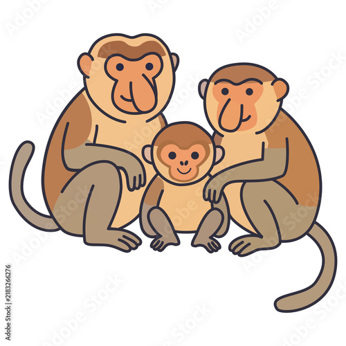 Adorable Borneo Tropical Bekantan Monkey