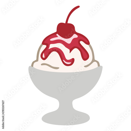 Vanilla Sundae Cup with Strawberry Sauce and Cherry