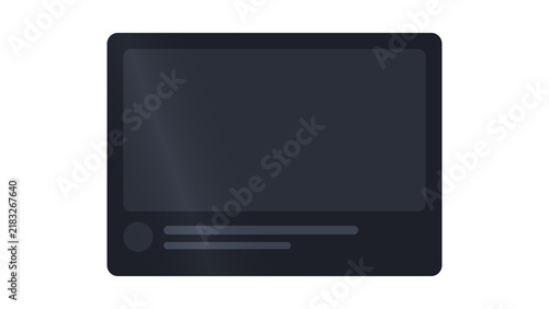 Cuadro en lienzo Dark theme video media card skeleton with large thumbnail placeholder