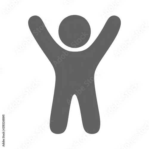 Foto Happy person with raised hands celebrating joy success icon