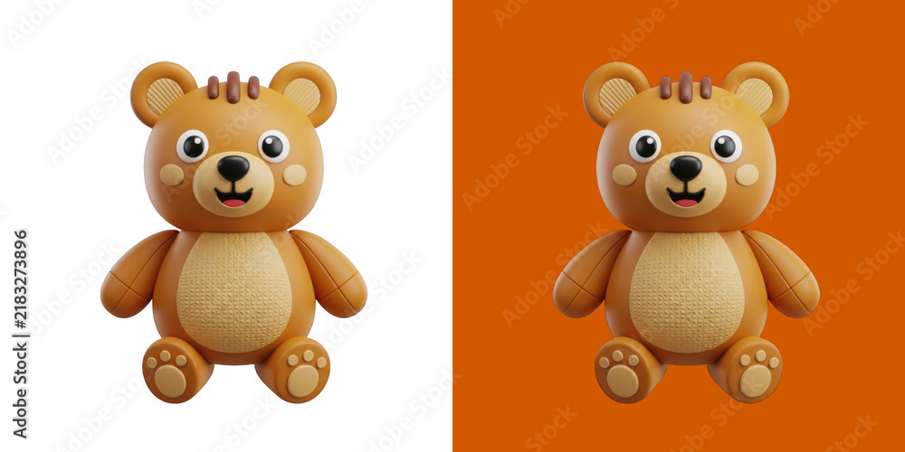 Fototapeta premium Cute Brown Teddy Bear Toy for Children Playtime and Nursery Decoration transparent png
