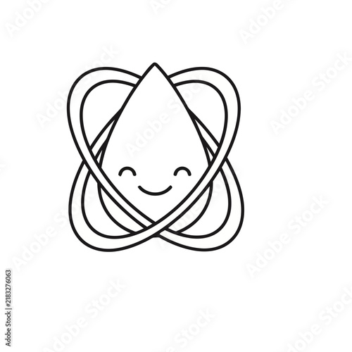 Cute Water Drop Character with Intertwined Loops