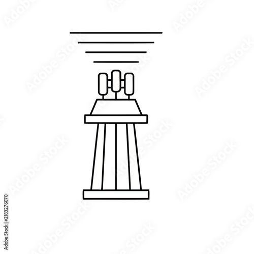 Abstract tower with three cylinders and lines