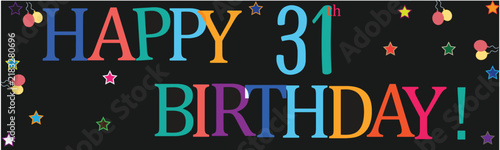 Happy 31st Birthday Celebration Card with Retro Typography and Colorful Confetti