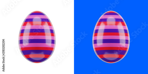 Striped decorative easter egg with vibrant colors and glossy surface finish transparent png