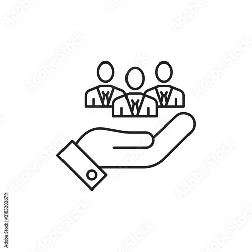 Hand holding human figure icon vector for care support help assistance protection safety community