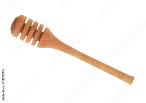 Quadro su tela Wooden honey dipper isolated brown textured drizzler tool kitchenware