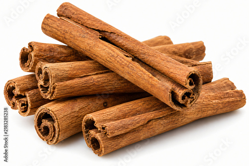 Heap of fresh cinnamon sticks