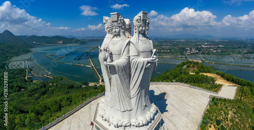 Aerial Photography of Dademazu Temple Tourist Area in Dahu Town, Haifeng County, Shanwei City