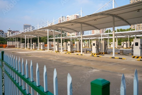 Принти на полотні Outdoor Electric Vehicle Charging Station with Canopies