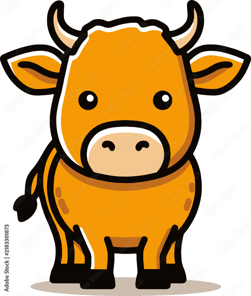 Obraz premium Chibi Dairy Cow Standing Cartoon Illustration