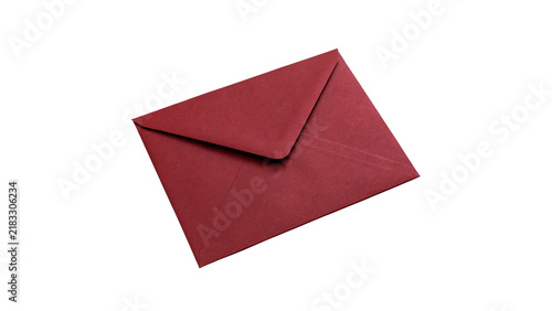 Картината върху платно Blank dark red or burgundy paper envelope for letter invitation card mockup temp