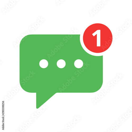 Green chat bubble icon with new notification badge
