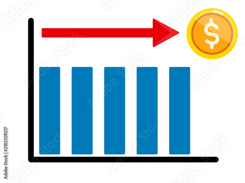 Obraz na płótnie Stagnant bar graph report symbolizing stable performance, unchanged results, limited growth, and business analysis