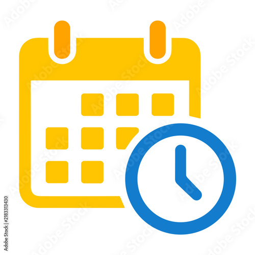 Calendar and clock icon symbol vector design flat illustration