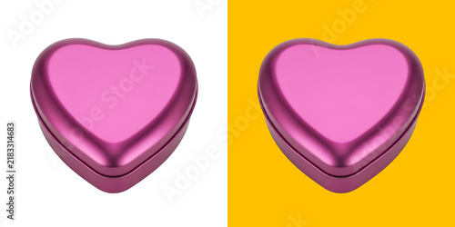 Shiny pink metallic heart shaped gift box for valentines day celebration transparent png