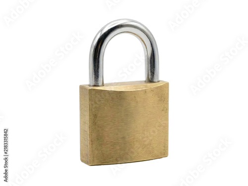 Quadro su tela Solid brass padlock featuring a polished chrome steel shackle with realistic met