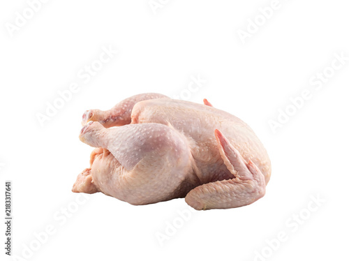 Картината върху платно Raw whole chicken carcass showing textured pale skin and pink muscle flesh, capt