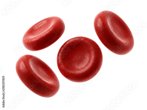 Quadro su tela Detailed 3d render of multiple bright red blood cells floating with soft texture