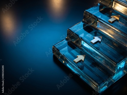 Upward Glass Staircase Object Symbolizing Business Growth Progress