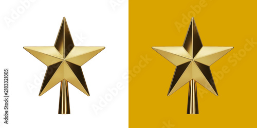 Shiny Metallic Gold Christmas Tree Star Topper Decoration transparent png