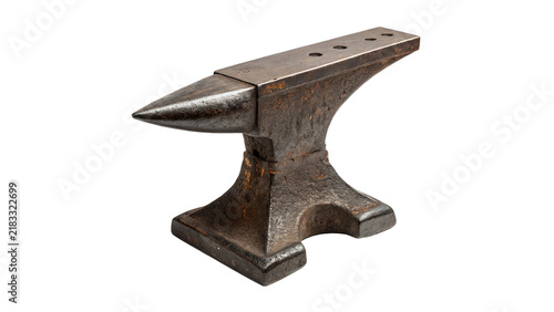 Quadro su tela Heavy metallic iron anvil tool isolated industrial blacksmith craftsmanship equi