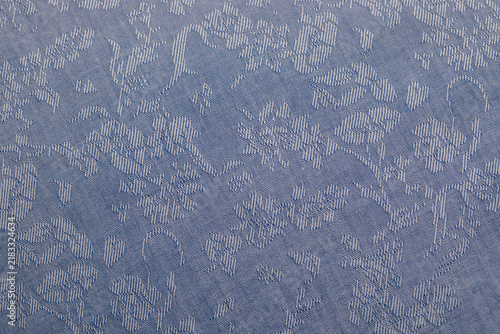 light blue floral jacquard fabric close up