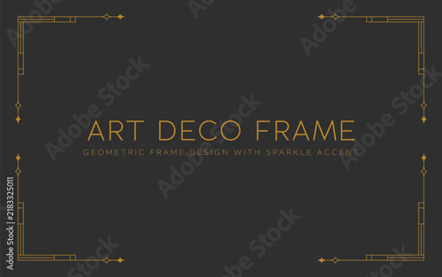 Vintage art deco luxury frame corner design with sparkle accent decoration