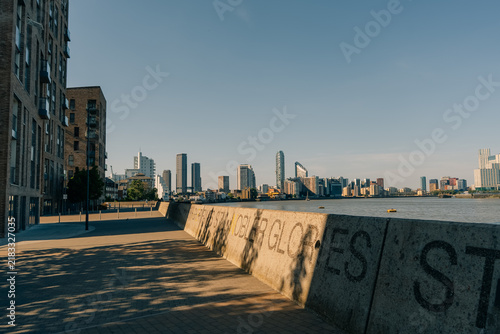 Photography River Thames and pier with Canary Wharf and The O2 in the distance, London, England, UK - 4 September 2026