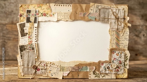 Scrapbook frame vintage papers